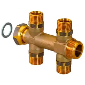 Uponor Aqua Plus Q&E samlestokk 3/4", 2+2 avgreninger, 1/2"