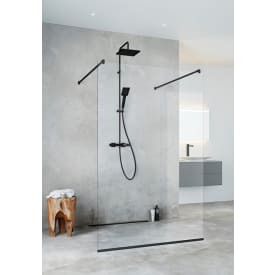 Hafa Igloo Pro dusjvegg, 127 cm, klart glass, sort profil