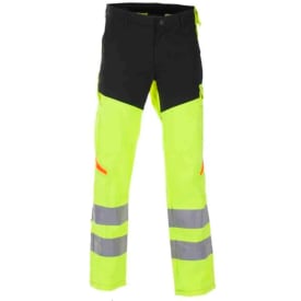 Bekken & Strøm Bergset arbeidsbukse, HiVis kl.2, unisex, str. C64, gul/sort