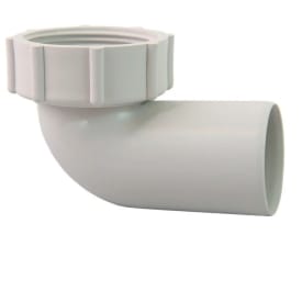 Smartline 40 mm PP bend 88 grader, 11/2"-1 1/4, m/gj og mutter, off-white
