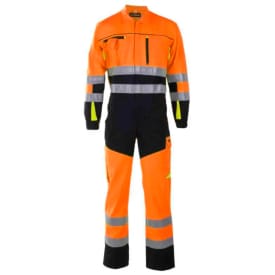 Bekken & Strøm Bergset kjeledress, HiVis kl.3, unisex, str. 64, oransje/sort