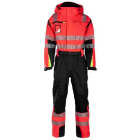 Bekken & Strøm Halten kjeledress Extreme HiVis kl.3, unisex, str. S, rød/sort