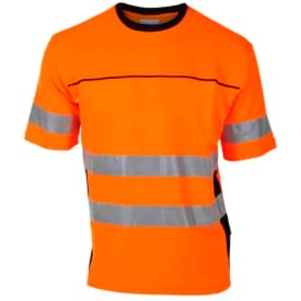 Bekken & Strøm Bergset T-skjorte, HiVis kl.2, unisex, str. S, oransje/sort