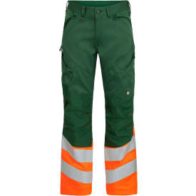 Engel Safety arbejdsbukser, Grøn/Hi-vis Orange, 100