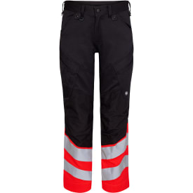 Engel Safety arbejdsbukser, Sort/Hi-Vis Rød, 88