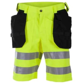 Bekken & Strøm Dokka arbeidsshorts, HiVis kl.2, unisex, str. 54, gul/sort