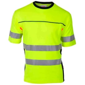 Bekken & Strøm Bergset T-skjorte, HiVis kl.2, unisex, str. S, gul/sort
