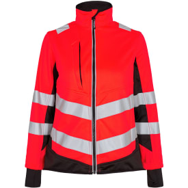 Engel Safety dame softshelljakke, Hi-vis Rød/Sort, S