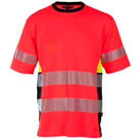 Bekken & Strøm Gjøvik T-skjorte, HiVis kl.3, unisex, str. XL, rød/sort