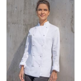 Karlowsky Agathe dame kokkejakke uden knapper, Hvid, 50