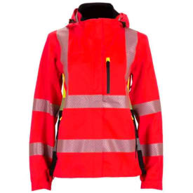 Bekken & Strøm Gjøvik skalljakke, HiVis kl.3, dame, str. M, rød/sort