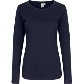 ID Interlock langærmet dame T-shirt, Marine, L