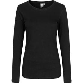 ID Interlock langærmet dame T-shirt, Sort, M