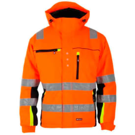 Bekken & Strøm Bergset vinterjakke, HiVis kl.3, unisex, str. M, oransje/sort
