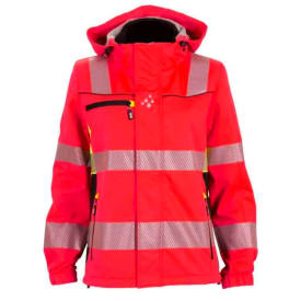 Bekken & Strøm Gjøvik softshelljakke, HiVis kl.3, dame, str. L, rød/sort