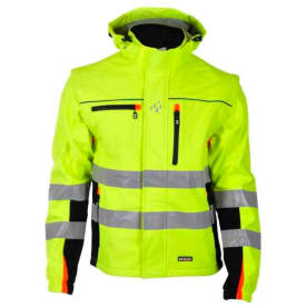 Bekken & Strøm Bergset softshelljakke, HiVis kl.2, unisex, str. 3XL, gul/sort