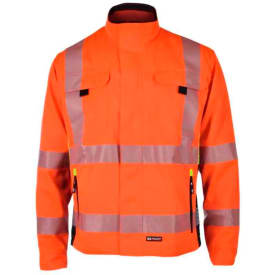 Bekken & Strøm Gjøvik arbeidsjakke, HiVis kl.3, unisex, str. 46, oransje/sort