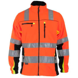 Bekken & Strøm Bergset fleecejakke, HiVis kl.3, unisex, str. 3XL, oransje/sort