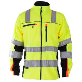 Bekken & Strøm Bergset fleecejakke, HiVis kl.3, unisex, str. 3XL, gul/sort