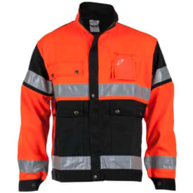 Bekken & Strøm Dokka arbeidsjakke, HiVis kl.2, unisex, str. 52, oransje/sort