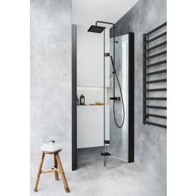 Hafa Igloo Pro dusjnisje, 79-83 cm, klart glass, sort profil