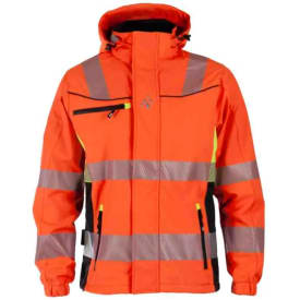 Bekken & Strøm Gjøvik softshelljakke, HiVis kl.3, unisex, str. M, oransje/sort