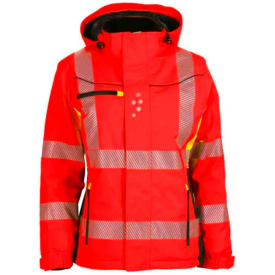 Bekken & Strøm Gjøvik vinterjakke, HiVis kl.3, dame, str. 2XL, rød/sort