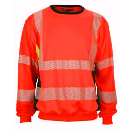 Bekken & Strøm Gjøvik collegegenser, HiVis kl.3, unisex, str. S, rød/sort