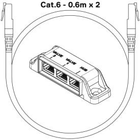 Waterguard+ Cat.6 kabelsett, 2xRJ45, 60 cm x 2, for 2 ventiler