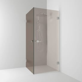Svedbergs 180° dusjhjørne rett, 90x100 cm, bronsefarget glass, krom profil