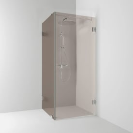 Svedbergs 180° dusjhjørne rett/fast, 80x100 cm, bronsefarget glass, krom profil