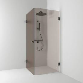 Svedbergs 180° dusjhjørne rett, 90x90 cm, bronsefarget glass, blyantsort profil
