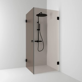 Svedbergs 180° dusjhjørne rett, 80x90 cm, bronsefarget glass, sort matt profil