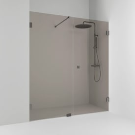 Svedbergs 180° dusjnisje rett/fast, 176,5 cm, bronsefarget glass, blyantsort profil