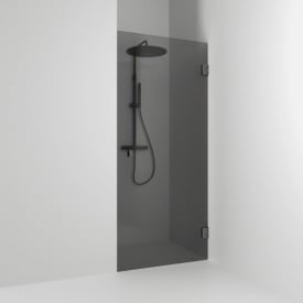 Svedbergs 180° dusjnisje rett, 98,5 cm, røykfarget glass, blyantsort profil
