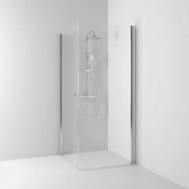 Svedbergs Skoga dusjhjørne rett, 100x70 cm, klart glass, alu blank profil