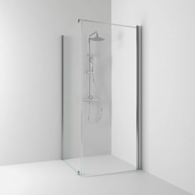 Svedbergs Skoga dusjhjørne rett/fast, 93x100 cm, klart glass, alu matt profil