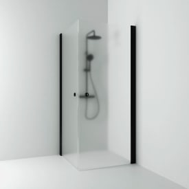 Svedbergs Skoga dusjhjørne rett, 100x80 cm, frostet glass, sort matt profil