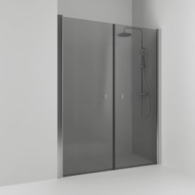 Svedbergs Skoga dusjnisje rett, 178 cm, røykfarget glass, alu matt profil