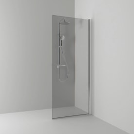 Svedbergs Skoga dusjvegg rett, 87 cm, røykfarget glass, alu blank profil