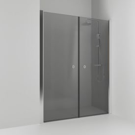 Svedbergs Skoga dusjnisje rett, 198 cm, røykfarget glass, alu matt profil