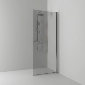 Svedbergs Skoga dusjvegg rett, 77 cm, røykfarget glass, alu matt profil