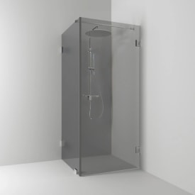 Svedbergs 180° dusjhjørne rett/fast, 80x90 cm, røykfarget glass, krom profil