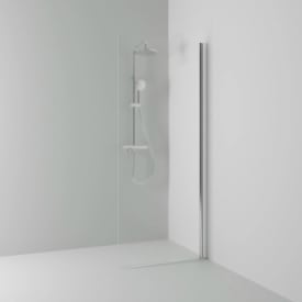 Svedbergs Skoga dusjvegg rett, 57 cm, frostet glass, alu blank profil