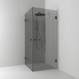Svedbergs 180° dusjhjørne rett, 100x100 cm, røykfarget glass, blyantsort profil
