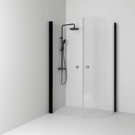 Svedbergs Skoga dusjhjørne rett/u-formet, 81x117 cm, klart glass, sort matt profil