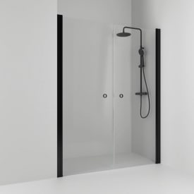 Svedbergs Skoga dusjnisje rett, 198 cm, klart glass, sort matt profil