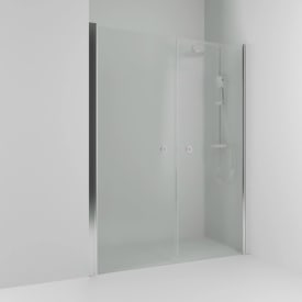 Svedbergs Skoga dusjnisje rett, 178 cm, frostet glass, alu blank profil