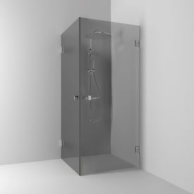 Svedbergs 180° dusjhjørne rett, 90x90 cm, røykfarget glass, krom profil