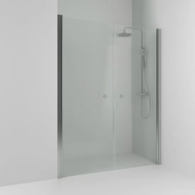 Svedbergs Skoga dusjnisje rett, 138 cm, frostet glass, alu matt profil